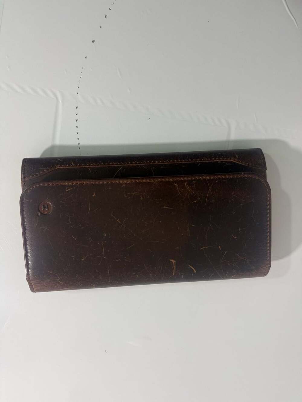 Moonster Leather Wallet Brown Distressed Long Clutch Purse